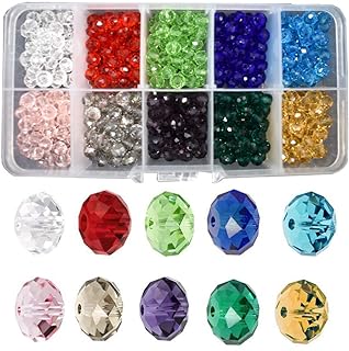 Renashed for Jewelry Makers, Vibrant Briolette Crystal Glass Beads in Assorted Colors, Faceted Round Design, Ideal for Bracelets, Pack of 500pcs, 6mm