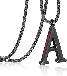 Rehoboth Initial 26 Large Letter A to Z Pendant Necklaces for Girl Boy Women Men Big Alphabet Personalized Charm Necklace 24 Inch Chains 'I CAN DO ALL THINGS' on Back