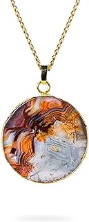 Crazy Lace Agate Necklace – Handcrafted with Ethically Sourced Agate Stone Jewelry, Solar Plexus and Heart Chakra Balance – Trendy Gemstone Pendant Necklace