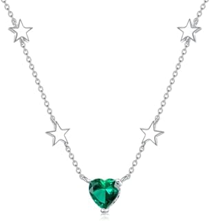 Laboratory Grown Emerald Necklace 925 Sterling Silver 8 * 8mm Heart Emerald Pendant Necklaces Star Necklace for Women