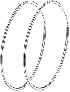 Chic 925 Sterling Silver Big Hoop Earrings Minimalist Round Circle Endless Large Huggie Hoops Statement Earrings 50/60/70/90mm Hypoallergenic Fashion Jewelry Gifts for Women Girls