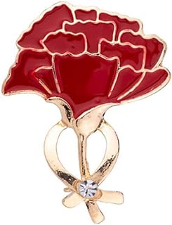 Pin Fastened, Red Rose Carnation Alloy Brooch for Women, Ideal for Weddings and Parties
