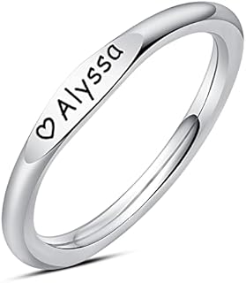 Adjustable Sterling Silver Stackable Promise Rings - Personalized Initial & Name Customization for Her - Ideal Gift for Women
