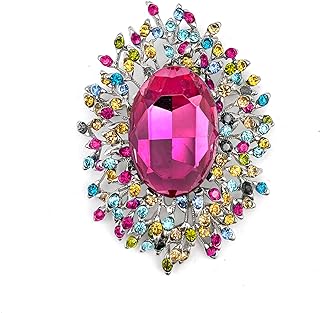 YOQUCOL Elegant Colorful Cubic Zirconia Crystal Bright Rhinestone Brooch Pins for Women Grils