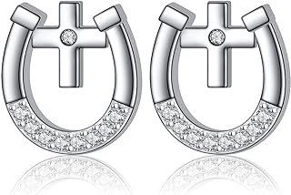 Push-Back Sterling Silver Horse Stud Earrings with Cubic Zirconia for Women - Panda, Bunny & Cat Design