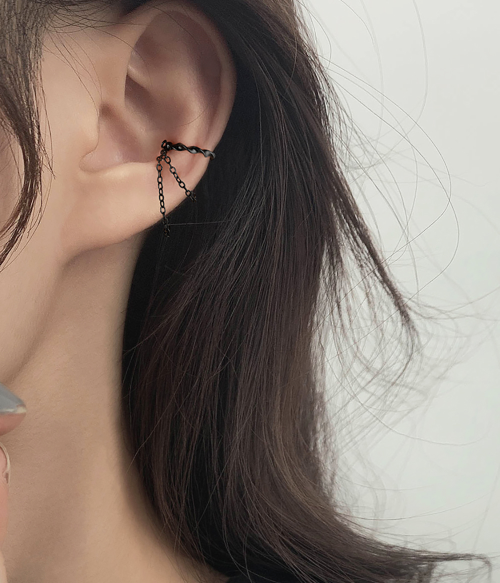Solid 925 Sterling Silver Cuff Earrings Chain Cartilage Wraps for Women Girls Minimalist Cuff Earrings No Piercing