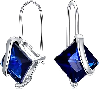 925 Sterling Silver Drop Earrings with Sparkling Sapphire Clip-On Clasp for Women and Girls - Hypoallergenic and Lead-Free - Perfect Mother's Day, Birthday, and Anniversary Gift - Elegant Dangle Design