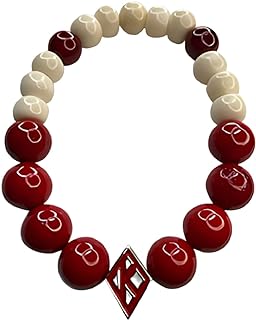 Handcrafted Kappa Alpha Psi Stretch Bracelet with floating kappa and red jade beads and bone beads