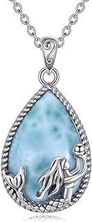POPLYKE Sterling Silver Larimar Ocean Mermaid Pendant Necklace for Women Birthday jewelry Gifts