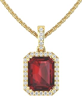 Womens 14k White/Yellow Gold Emerald Cut Sparkling Gemstone Necklace Hanging Choker Pendant Elegant Classic Luxury Beautiful Fine Jewelry Accessory for Female