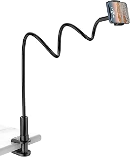 TRYONE Support de Téléphone Portable, Long Bras Flexible Réglable en Col de Cygne, Compatible iPhone et Smartphones Jusqu'à 7 Pouces, Portable et Robuste, Idéal pour Cuisine et Chambre