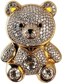 Pin-Clasp Rhinestone Bear Brooch in Zinc | Unique Enamel Pin Design for Fashion Enthusiasts