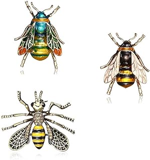 3 Pieces Insect Bee Brooch Pin Set for Women, Crystal Enamel Insect Animal Brooches Pins Vintage Jewelry