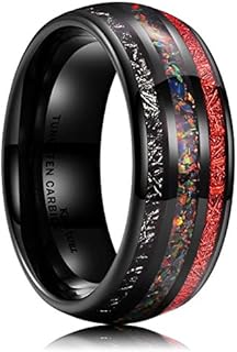King Will Nature 6mm Men's Tungsten Red Inlay Wedlock Ring, Comfort Fit Size 13
