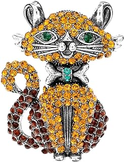 Rhinestone Cat Brooch Pin for Women Girls Men Vintage Crystal Animal Kitten Brooches Classic for Wedding Party Dance Banquet Lapel Pins Dainty Christmas Anniversary Jewelry Unisex Gift Clothes Accessories Christmas
