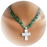 Cross Beaded Necklace for Women Beach Necklace Handmade Cross Necklace Turquoise Beads Pendant Necklace Crystal Beaded Cross Necklace Beach Essentials Faith Jewelry Gift Summer Outfits Accessories for Women