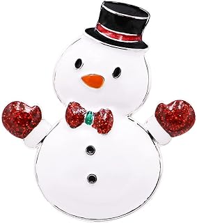 Rosemarie & Jubalee Women's Snowman Brooch Glitter Enamel, Safe Pin-Stem Clasp, Acrylic Alloy Metal