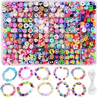 BBita Polymer Clay Beads Jewelry Making Kit; 1000PCS with 24 Unique Styles including Fruit, Animal, Flower and Heart Charms; Ideal for Necklaces, Earrings, Bracelets and DIY Accessories for Girls and Women