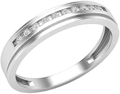 Dazzlingrock Collection 0.12 Carat (ctw) Round White Diamond Channel Set Men's Wedding Band in 925 Sterling Silver