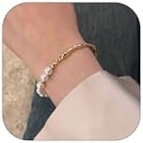 Baroque Pearl Alloy Clasp Cuff Bracelet for Women - Lustrous Wedding or Trendy Daily Accessory