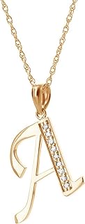 Galaxy Gold 14K Yellow Gold Rope Chain Necklace with Diamond Encrusted Initial A Pendant and Spring Ring Clasp