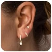 Gold Hoop Earrings for Women, Dainty 14K Gold Plated Hypoallergenic Cubic Zirconia Earring Trendy Small Gold Hoops Earrings Set Jewelry Multiple Piercing Gifts for Women Teen Girls