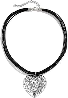 Adjustable Faux Leather Cord Necklace with Zinc Heart Pendant for Women and Teen Girls - Fashionable Statement Jewelry