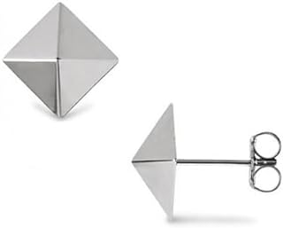Amythyst Stainless Steel Small 3D Pyramid Stud Earrings
