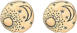 Vintage Silver and Zinc Alloy Sun and Moon Circle Stud Earrings with Push Back Finding