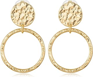 MUYAN Gold Clip On Drop Earrings for Women Non Piercing Dangle Earrings Fashion Jewelry