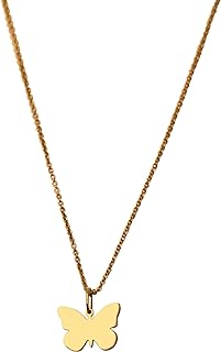 18K Gold Plated Butterfly Pendant Necklace on a Sterling Silver Cable Chain - Delicate & Dainty Everyday Accessory for Her