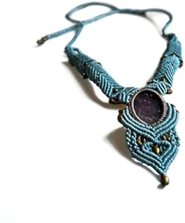 AYANA Amethyst Handmade Macrame Necklace for Women | Adjustable Healing Crystal Pendant | Eco-Friendly, Handcrafted Macramé Jewelry with Ethically Sourced Amethyst Gemstones | Women's Ethnic Jewelry