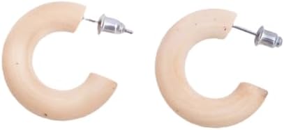 Stylish Open Hoop Women's Wooden Stud Earrings with Stainless Steel Push-back, No Gemstone - Simple, Natural Design