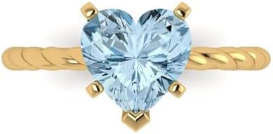 14K Rose Gold Ring with 2ct Heart-Cut Natural Sky Blue Topaz for Her - Solitaire Wedding/Engagement Design