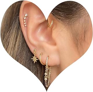 SAMOCO     for Women Cartilage Stud Earrings 14K Gold Plated  Earrings Gold Stud Earrings for   Small Hoop Earrings Trendy Jewelry Gift(     )