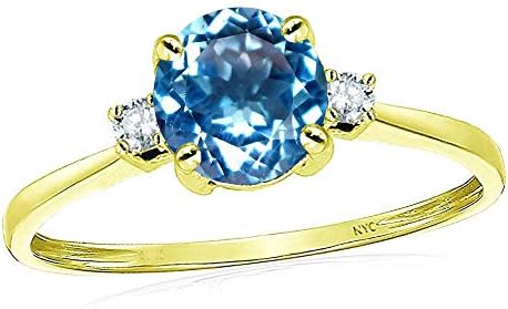 14k Yellow Gold 7mm Round Classic Three 3 stone Engagement Promise Wedding Ring