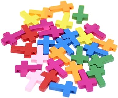 SUPVOX 50pcs Colorful Wooden Cross Pendant DIY Cross Charms Beads for Cross Party Craft Anklet Necklace Bracelet Findings Making
