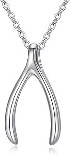 MEDWISE Wishbone Amulet Necklace for Women Girls 925 Sterling Silver Classic Whishbone Pendant Necklace Wishbone Charm for Christmas Mothers Day Birthday Gifts