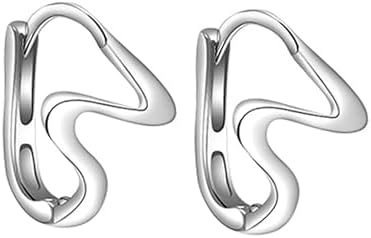 Chic Silver Ocean Wave Hoop Earrings for Women - Stylish Minimalist Zinc Hinged-Hoop Design for Earlobes & Cartilage - Ideal Birthday & Party Gift for Girls
