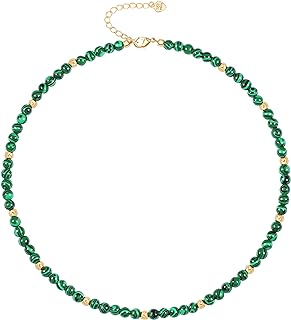 PEARLADA Turquoise Beaded Choker Necklace Chakra Stone Necklace Adjustable