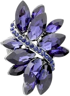 Rosemarie Collections Women's Dazzling Crystal Marquis Leaf Cluster Statement Stretch Cocktail Ring