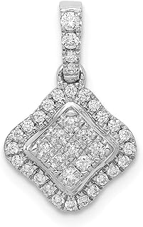 14k White Gold Diamond Cluster Pendant Necklace Jewelry for Women