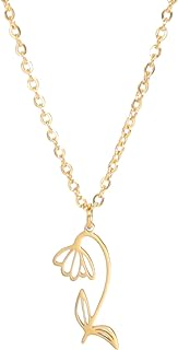 kkjoy Birth Month Flower Necklace Stainless Steel 12 Month Birthday Flower Pendant Necklace Best Friend Necklace Jewellery Gifts for Women Girls