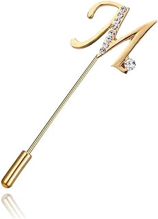 A to Z Initial 26 English Letters Brooch Pin, AILUOR Silver Plated Metal Clear AAA+ Crystal Suit Lapel Pin Brooches Collar Custom Monogram Letter Pins Jewelry Unisex