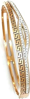 HANDMADE 18kt Egyptian Eye Greek Key Design Bracelet Elite Greek Meander Bracelet Jewellery 18k ROSE GOLD Vermeil 58 Austrian Crystal DIAMOND Bangle WISDOM SUCCESS LUCK LOVE New Year's gift for women