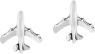 AeraVida Sky Wanderlust Flying Airplane .925 Sterling Silver Post Stud Earrings | Aeroplane/Airplane Stud Earrings | Sterling Silver Stud Earrings | Stud Earrings for Women