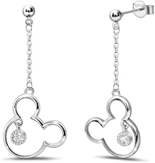 Sterling Silver CZ Mouse Earrings for Girls Cute Minnie Mouse Stud Earrings Animal Earrings Fashion Princess Jewelry Gifts for Women Daughter Birthday