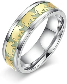 Fashion Luminous Elephant Pattern Ring Glow in Dark Titanium Stainless Steel Fluorescent Ring Wedding Gift for Men Women Rings