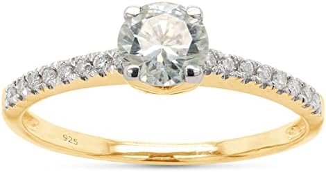 SAVEARTH DIAMONDS 1/2 ct. t.w Round Cut Lab Created Moissanite Diamond Solitaire Engagement Ring for Women In 14K Gold Over Sterling Silver (G-H Color, VVS1 Clarity, 0.50 Cttw)