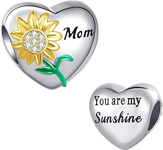 NARTGO Sunflower You are My Sunshine Charm for Nana Mom Friend Compatible with Pandora Charms Bracelets